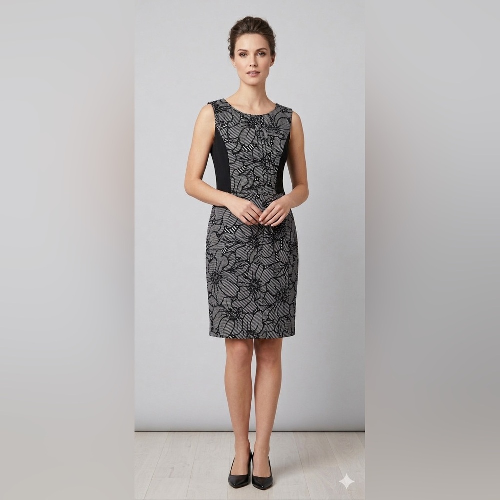 The Limited Petite Floral Sheath Dress Black Gray Size 10P Sleeveless Workwear